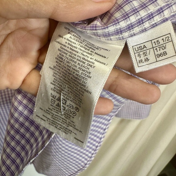 Brooks Brothers Regent Shirt Mens 15 1/5-34 Purple Plaid Button Down Non Iron - Picture 9 of 10